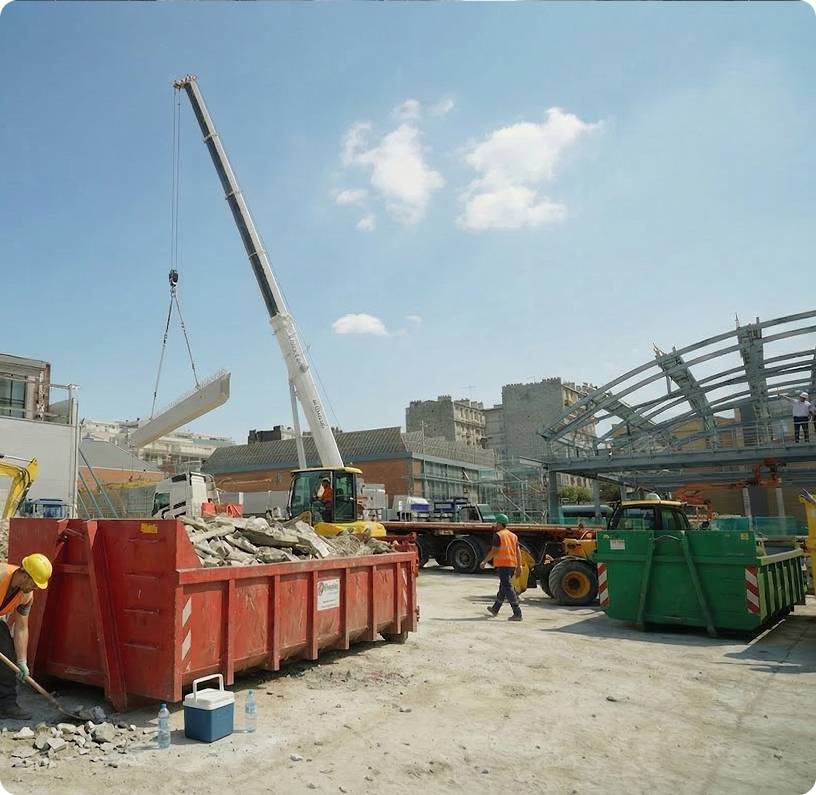 Benne dans un chantier